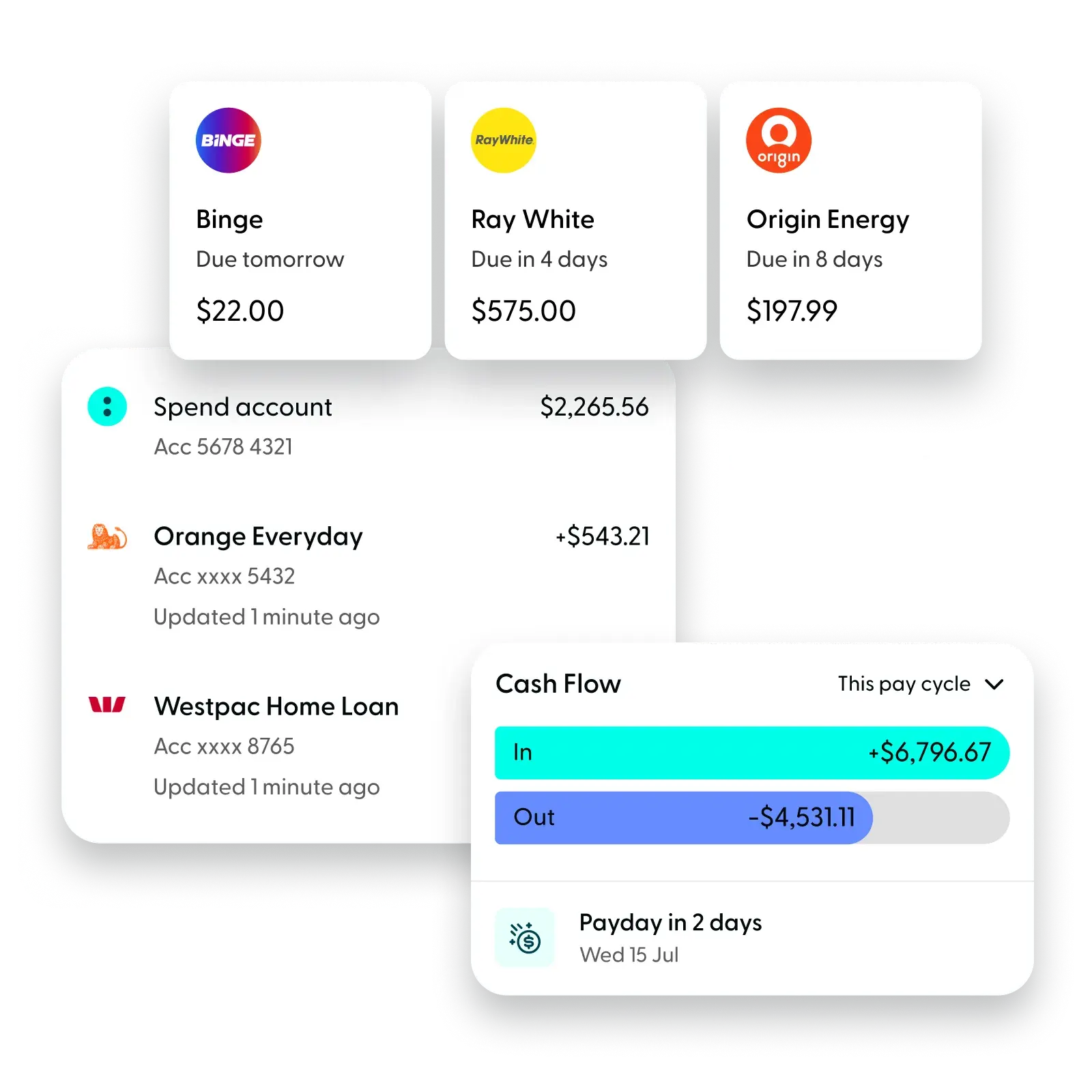 Collection of banking features available in the Ubank app.